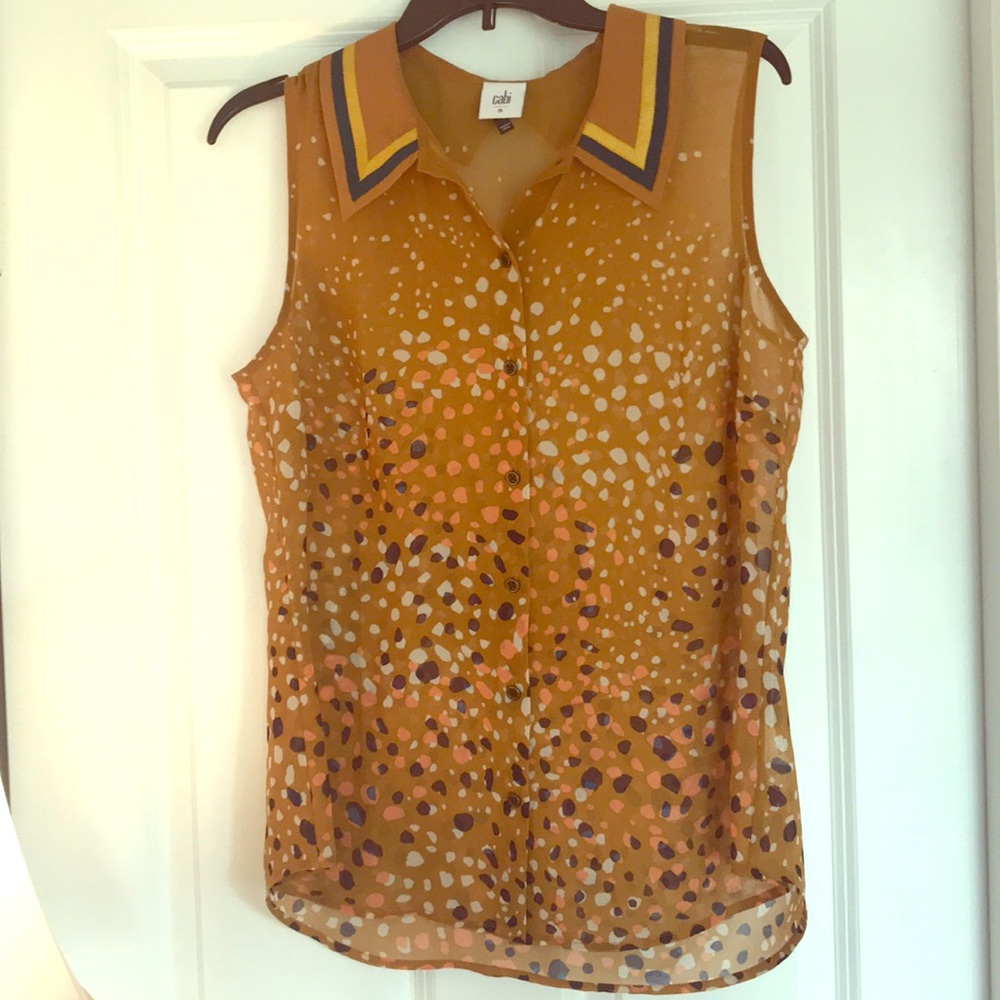 CAbi shear sleeveless button down M